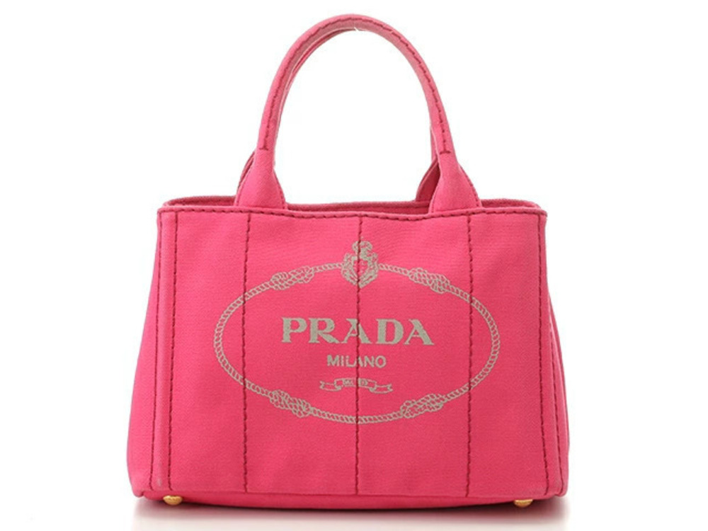 Prada Bag Canapa Handbag Pink Canvas